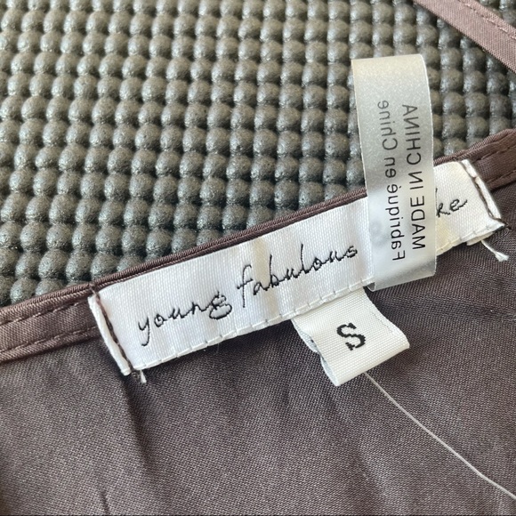 Young Fabulous & Broke Jameson Satin Mini Wrap Slip Dress Brown - Picture 5 of 8